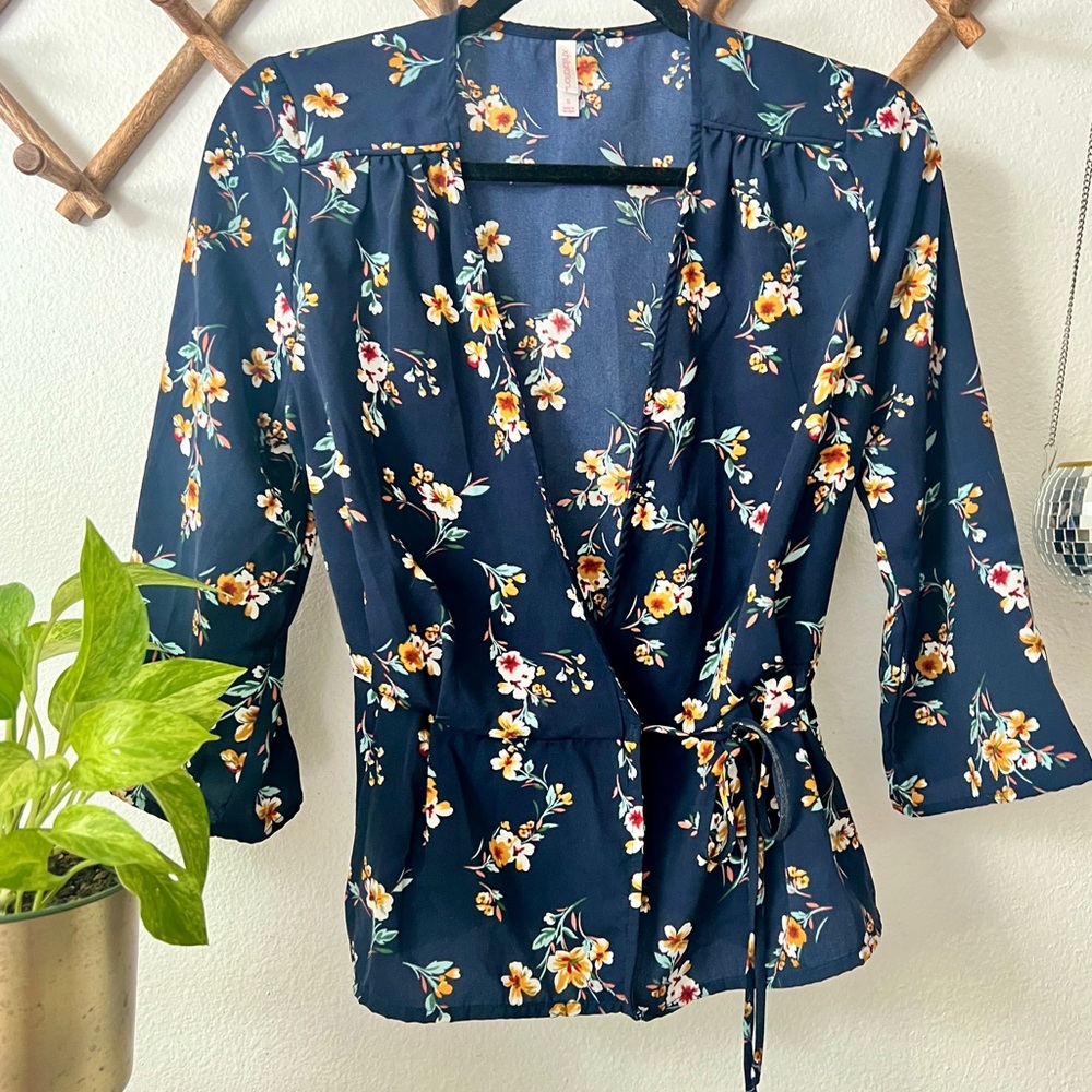 Floral Wrap Blouse